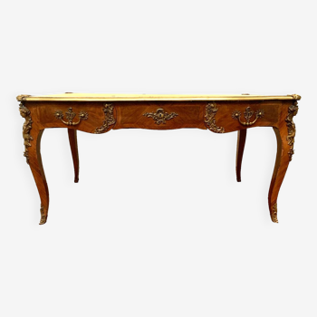 Louis XV style ceremonial desk 19th century fawn leather top