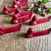 Set of 8 vintage slip knife holders in the shape of red ducks and