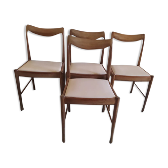 4 scandinavian beige white teak chairs