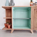 Buffet shelf compass legs renovated oak