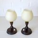 Pair of Vintage Bedside Lamps Wooden Rustic Desk Lights 1960's