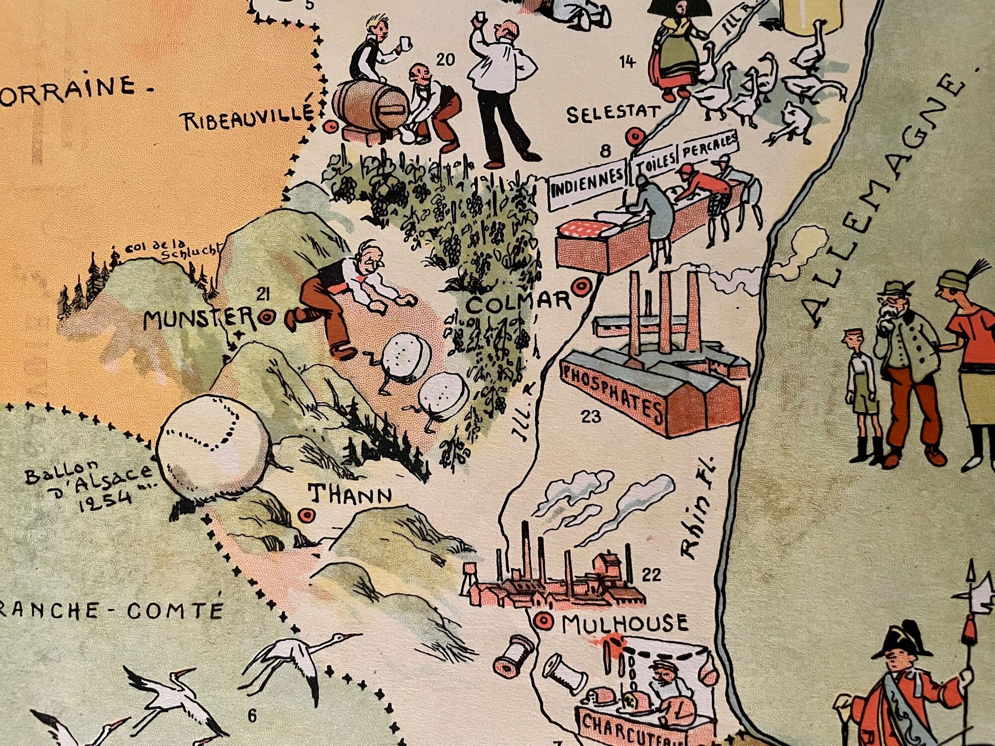 Vintage poster illustrated map of Alsace 1939 - JP Pinchon