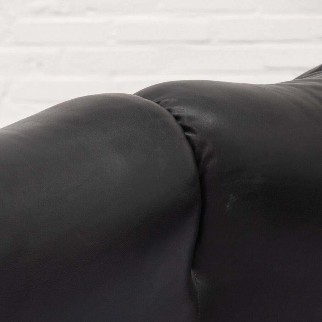 Black leather Cassina Maralunga sofa, 1970s