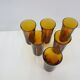 Set of six amber glass tumblers, Duralex, France, 1980s.