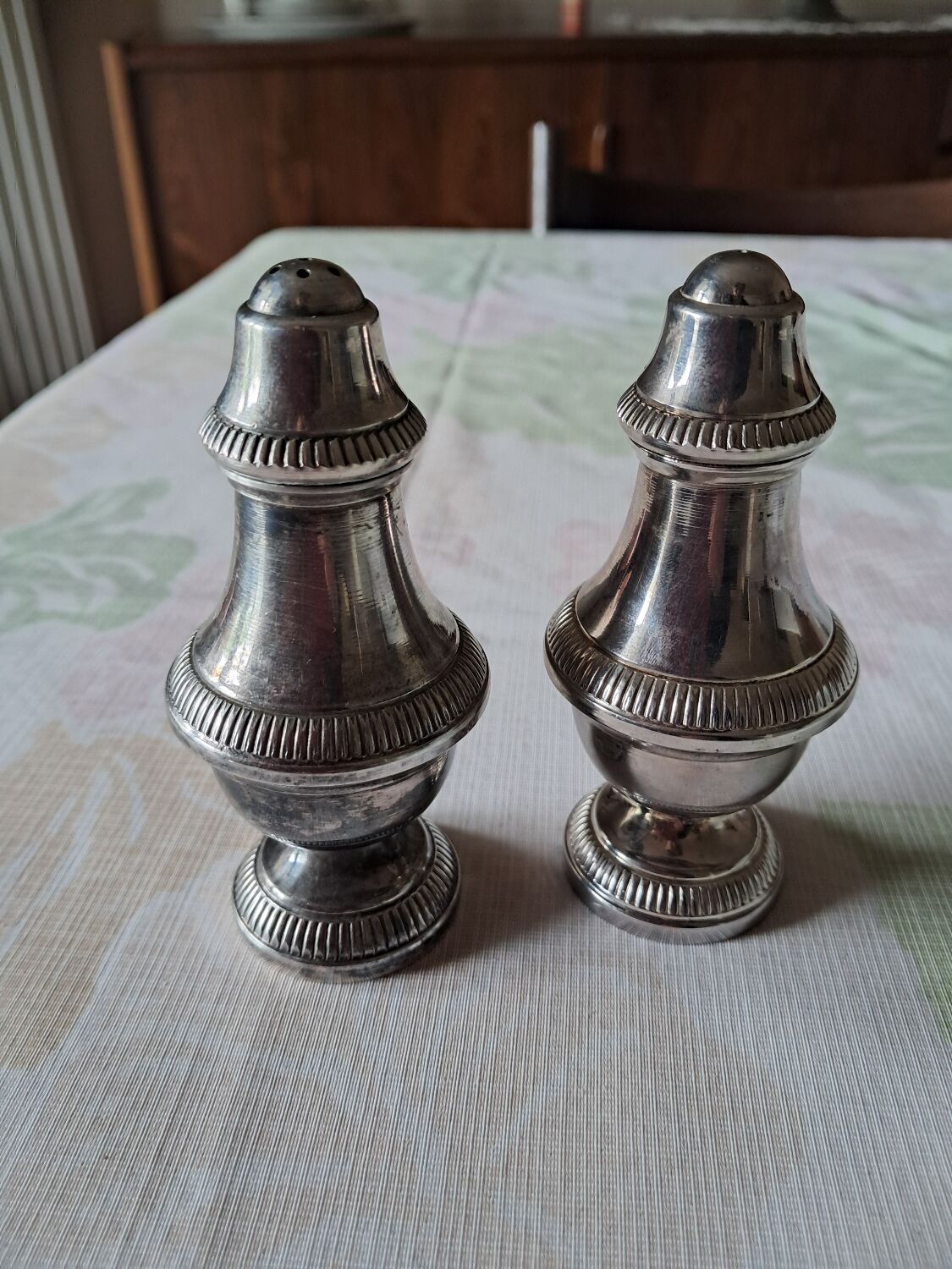 Salt and pepper silver-plated metal