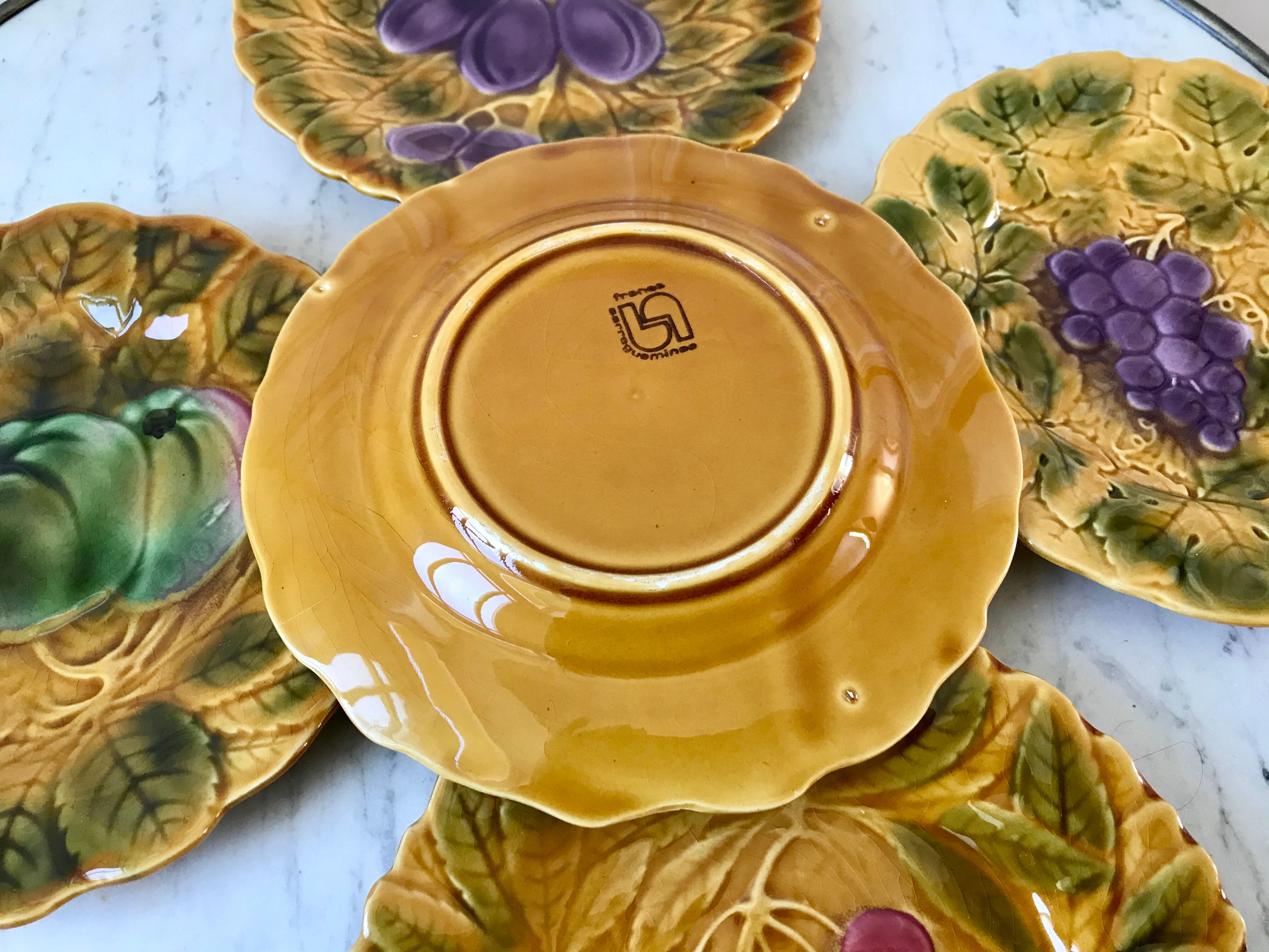 Set of 5 dessert plates in Sarreguemines 60s