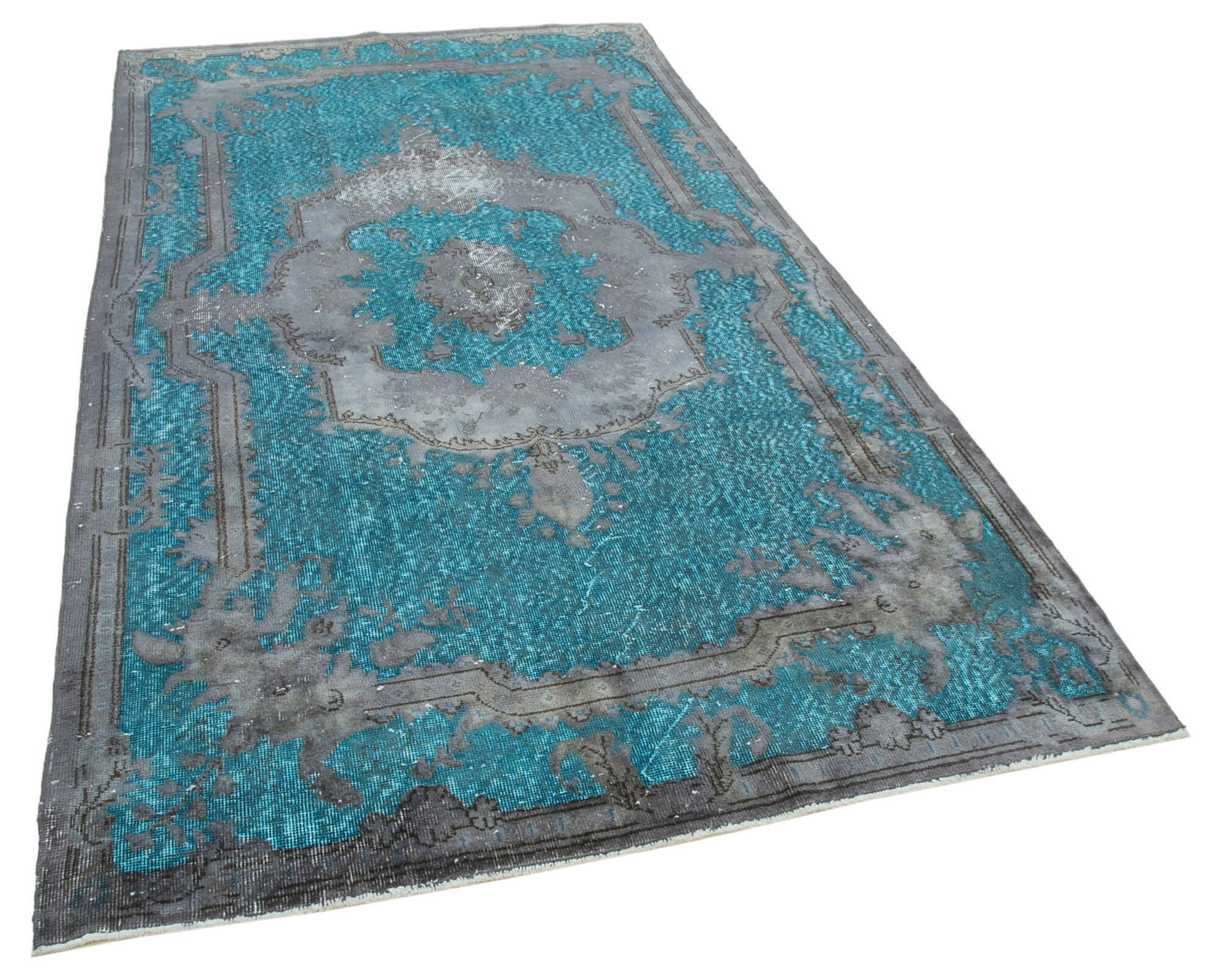 Hand-knotted unique anatolian 1980s 156 cm x 285 cm grey carpet