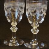 8 verres à Porto / vin en cristal gravé fin XIXème