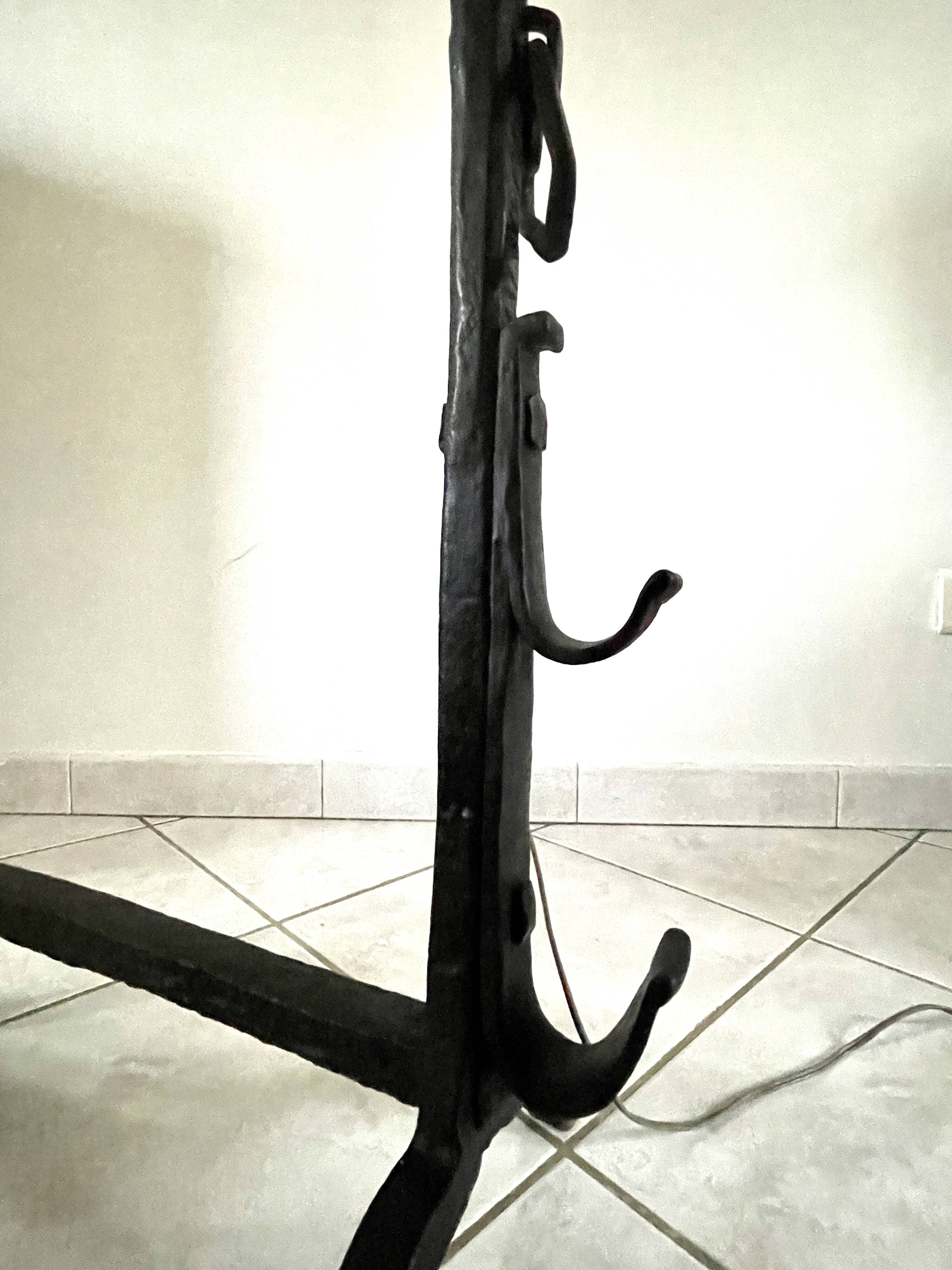 19th century wrought iron floor lamp