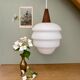 Vintage Scandinavian pendant lamp in teak and opaline