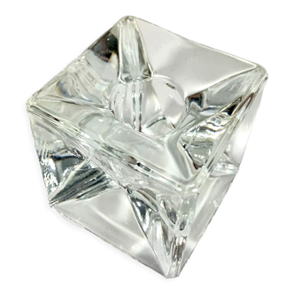 Solitary candle holder in high cubic glass with kinetic perspective, in the taste OP ART