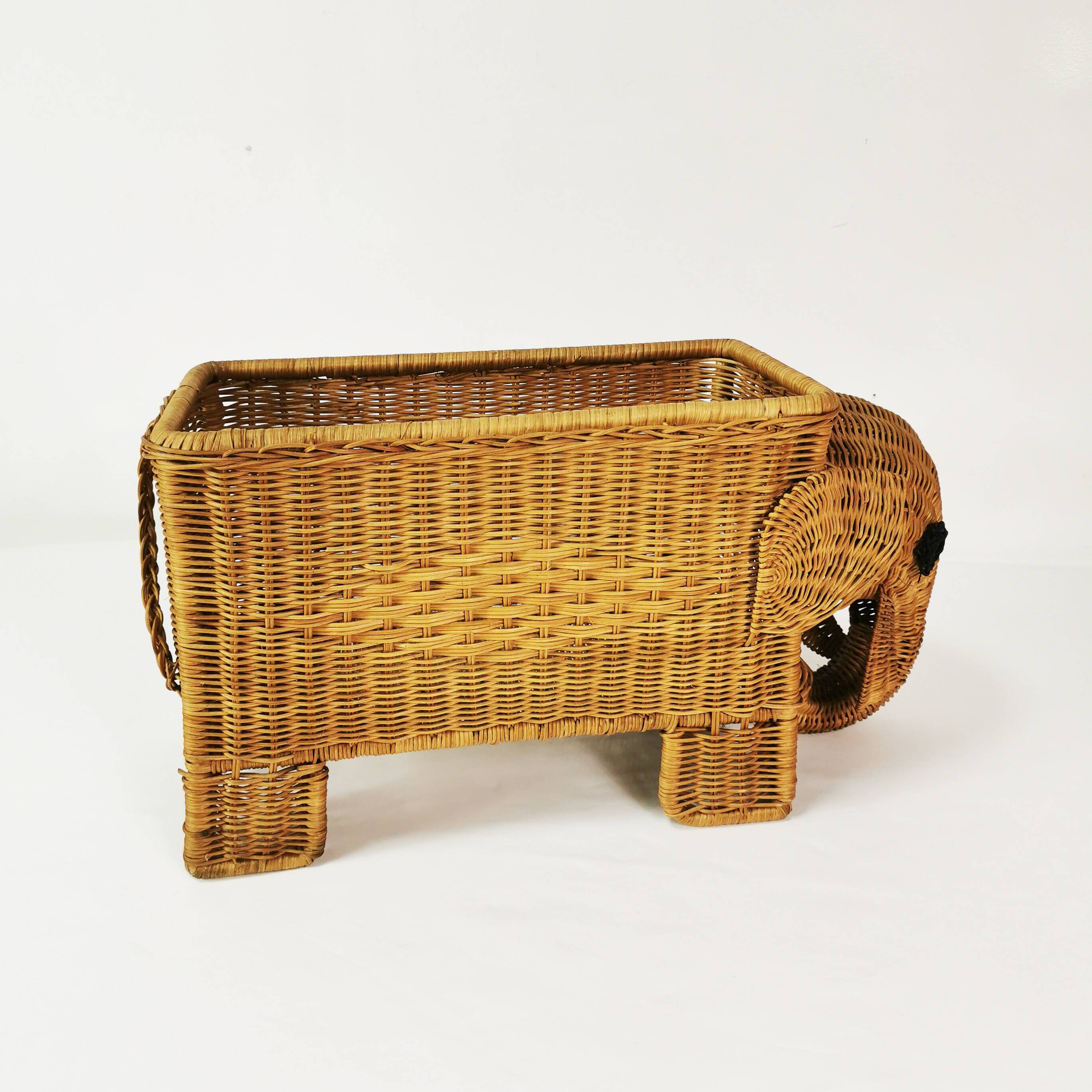 Rattan stand, container, newspaper rack, Italy 1970s