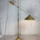 Italian adjustable floor lamp in pencil reed bamboo rattan and brass, 1970s