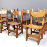 Set of 8 Brutalist Spanish Dining Chairs, 1950s