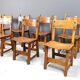 Ensemble de 8 chaises à repas espagnoles brutalistes, années 1950