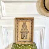 Engraved bamboo rattan tray