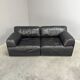 Vintage black leather sofa / daybed, 1970s