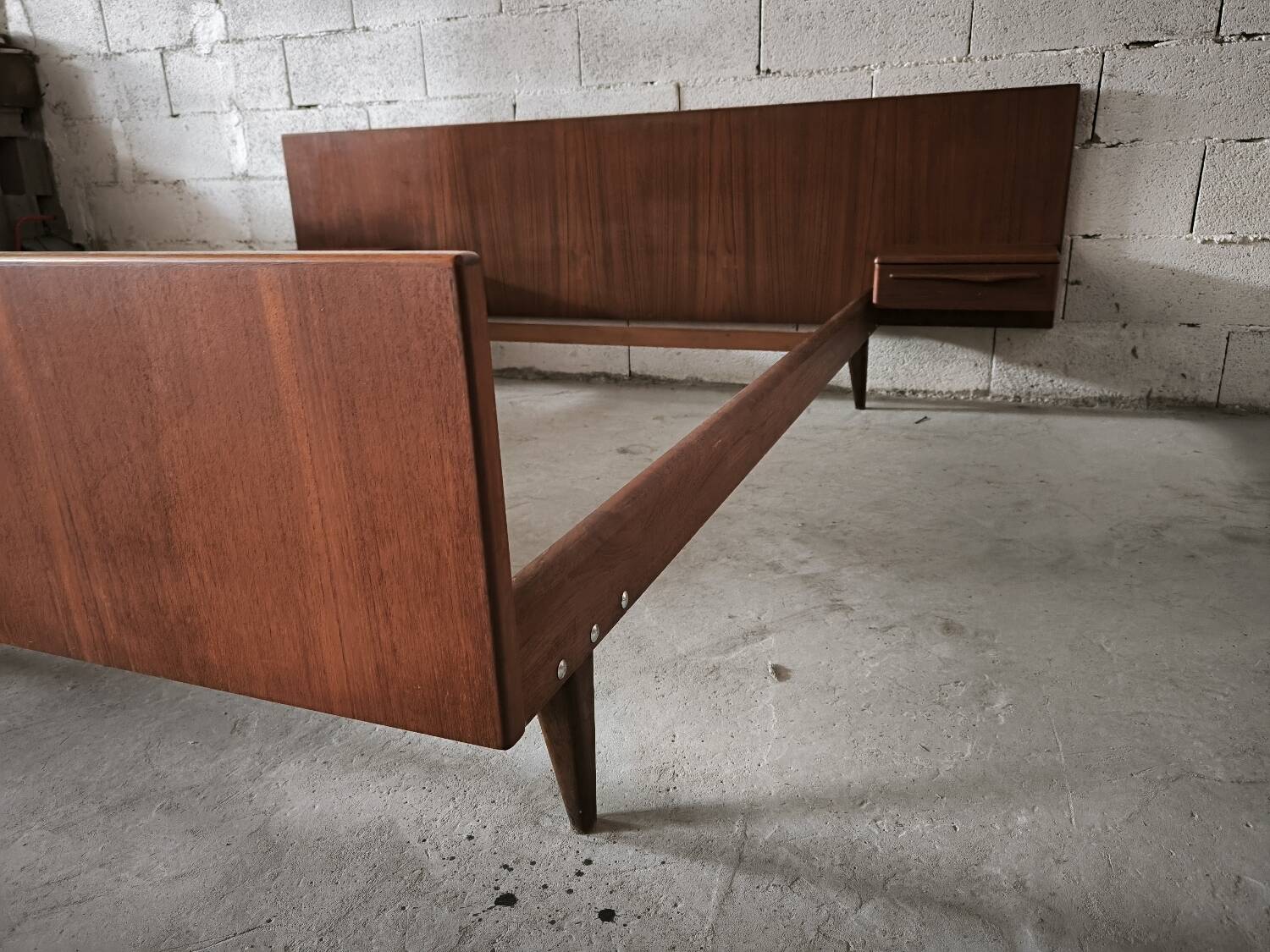 Vintage teak Scandinavian bed