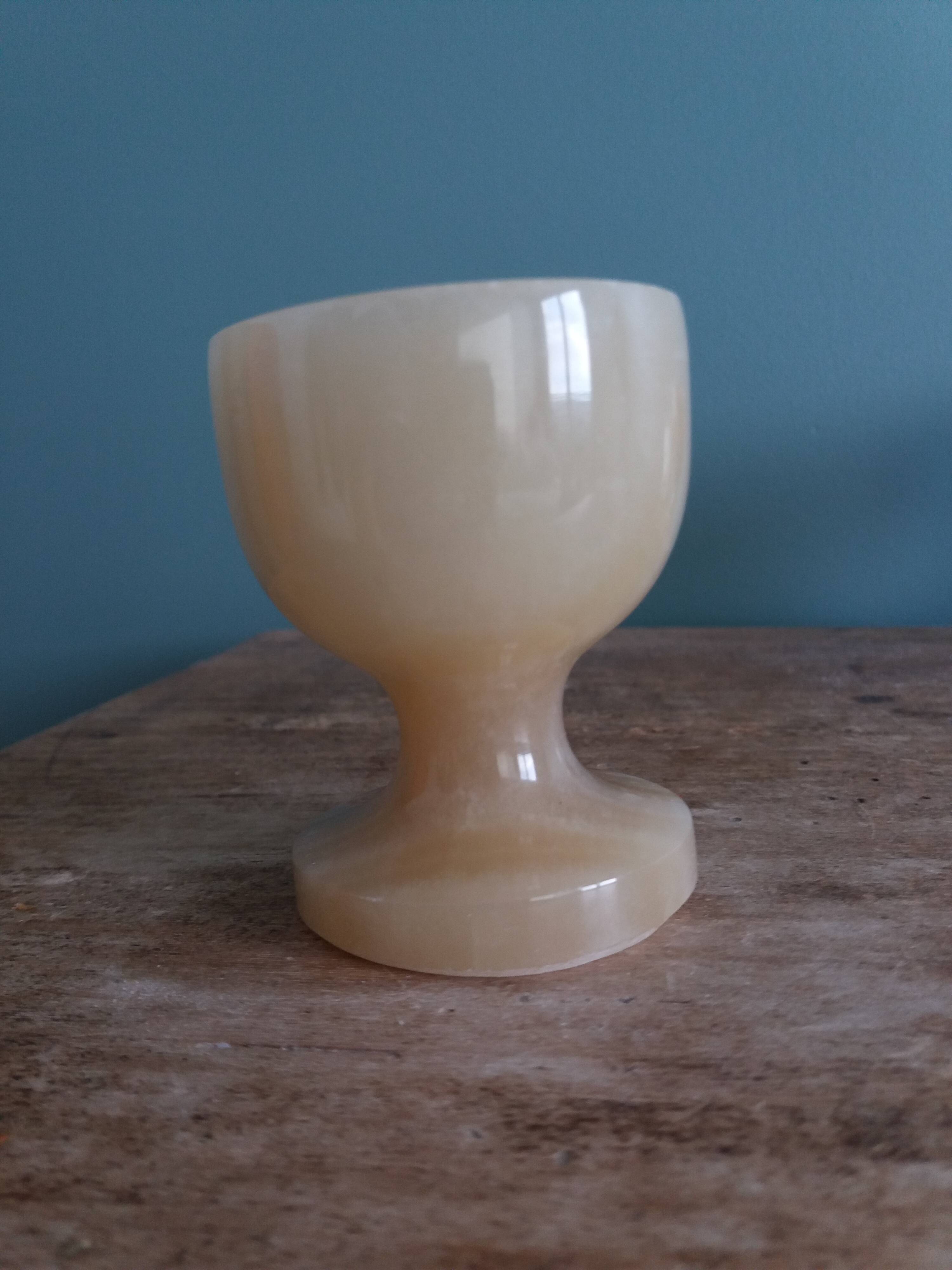 Alabaster onyx egg cup