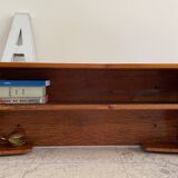 Vintage solid oak geometric wall shelf