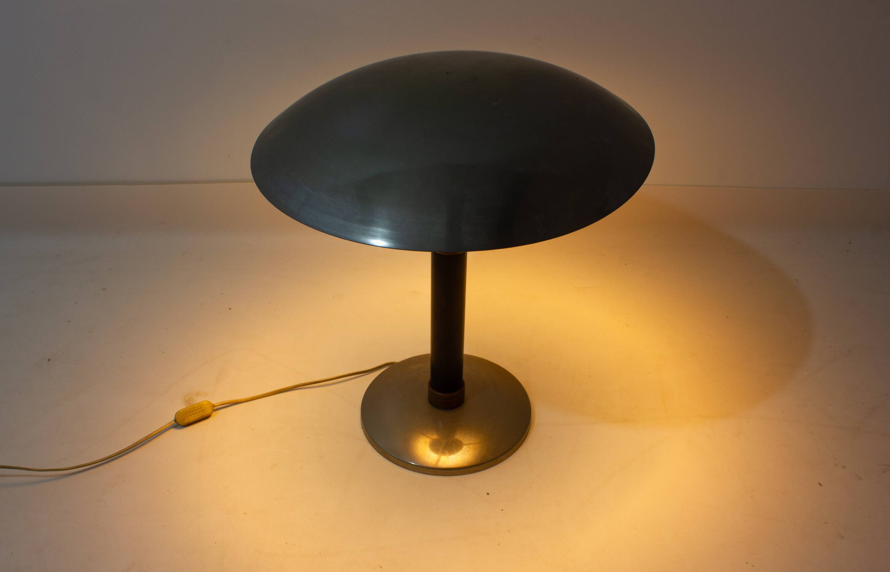 Italian desk / table mushroom lamp in brushed metal, 1950s