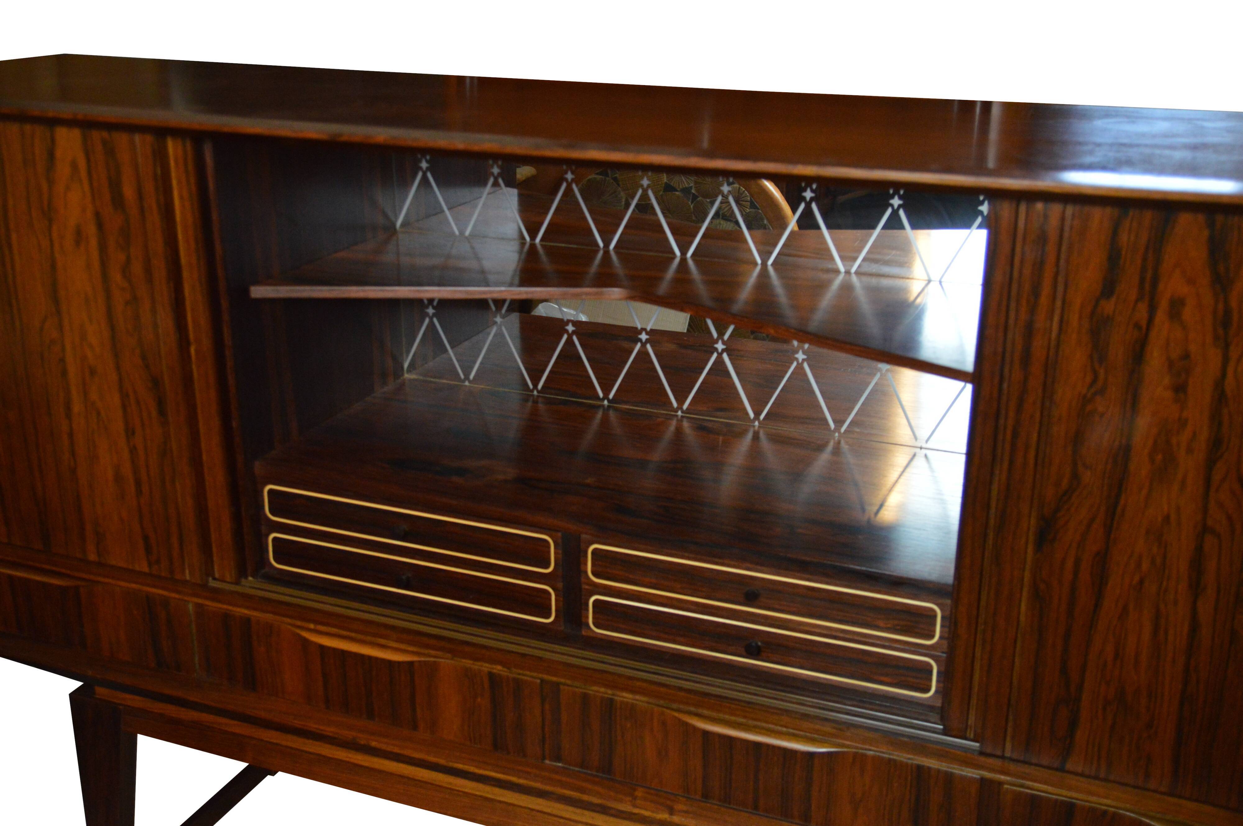 Danish rosewood sideboard with bar cabinet by E. W. Bach, 1960s
