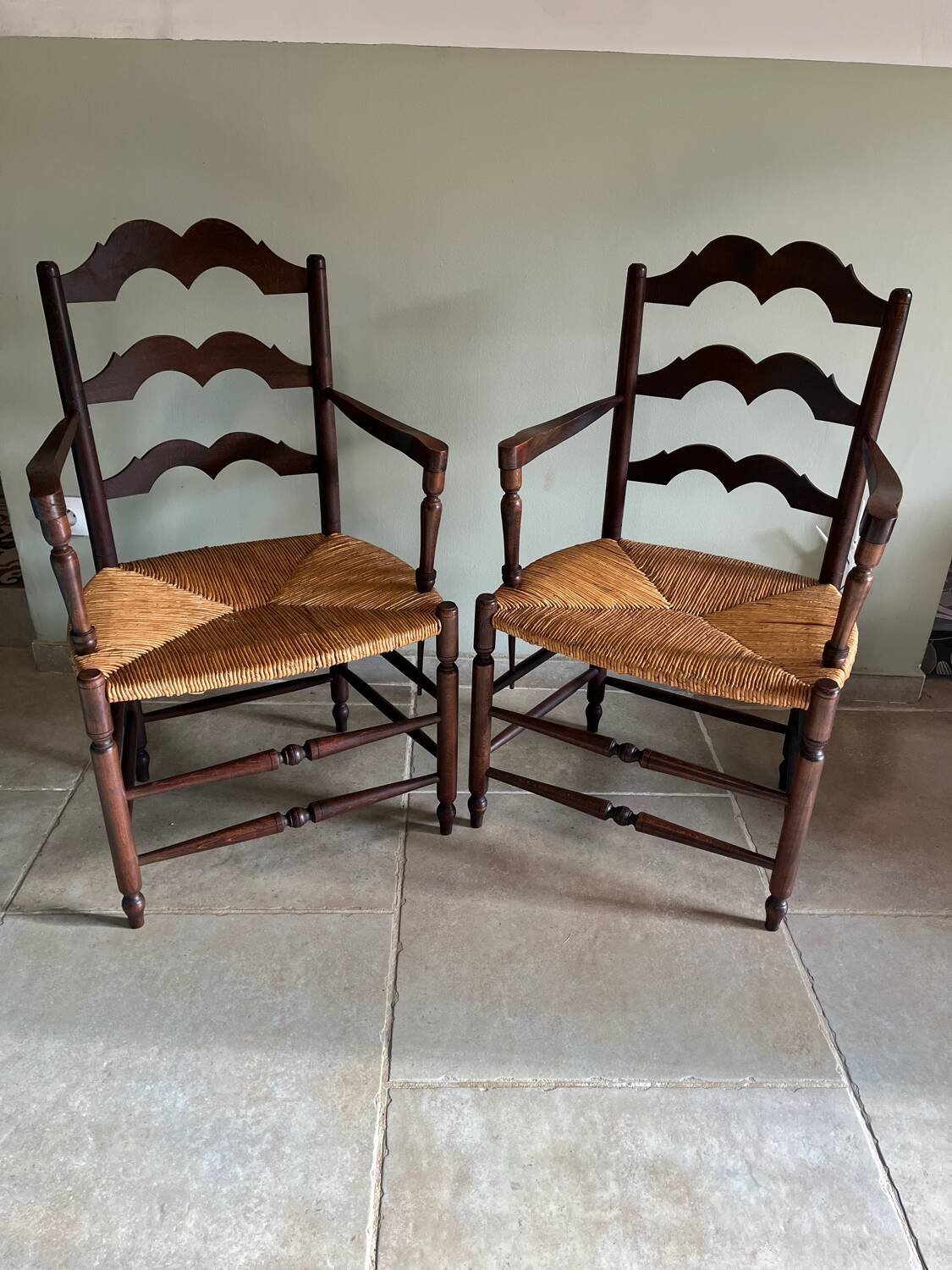 Pair of brutalist armchairs