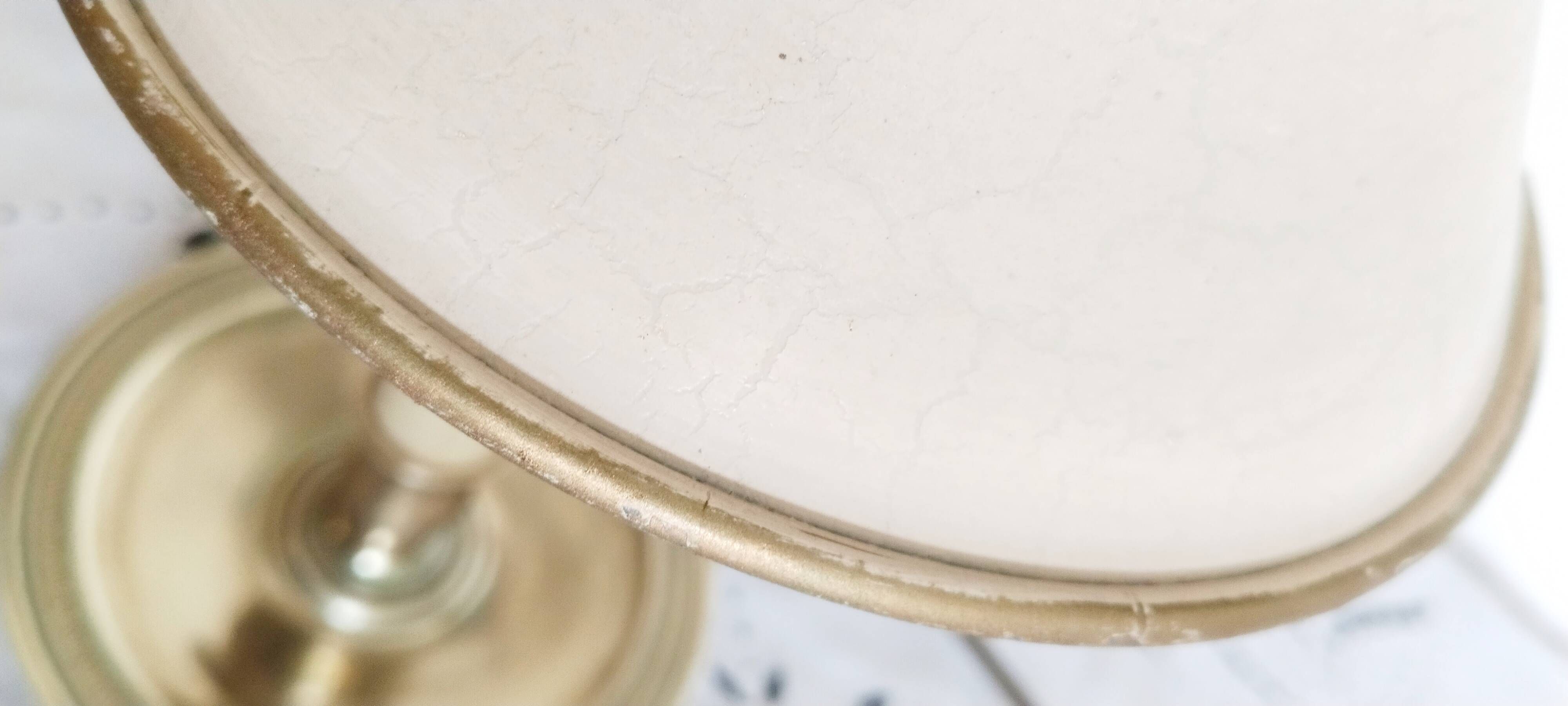 Gilded bronze hot water bottle lamp, Empire style, beige metal lampshade