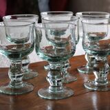 7 large water green blown wine glasses