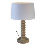 Large brutalist table lamp in beech