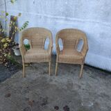Pair of rattan armchairs
