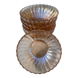8 orange iridescent glass cups