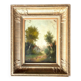 The Poultry Yard, Oil on panel signed Girard 19th century