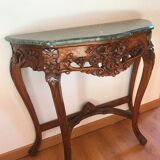 Carved wooden and marble console