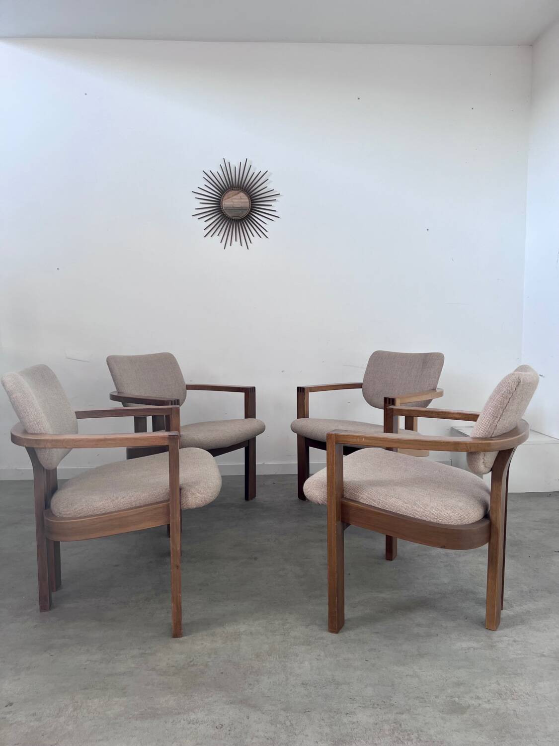 4 old armchairs Italian design chairs 70s vintage curved wood