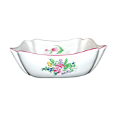 Salad bowl square cut floral vintage earthenware KG LUNEVILLE model Lamppost polychrome