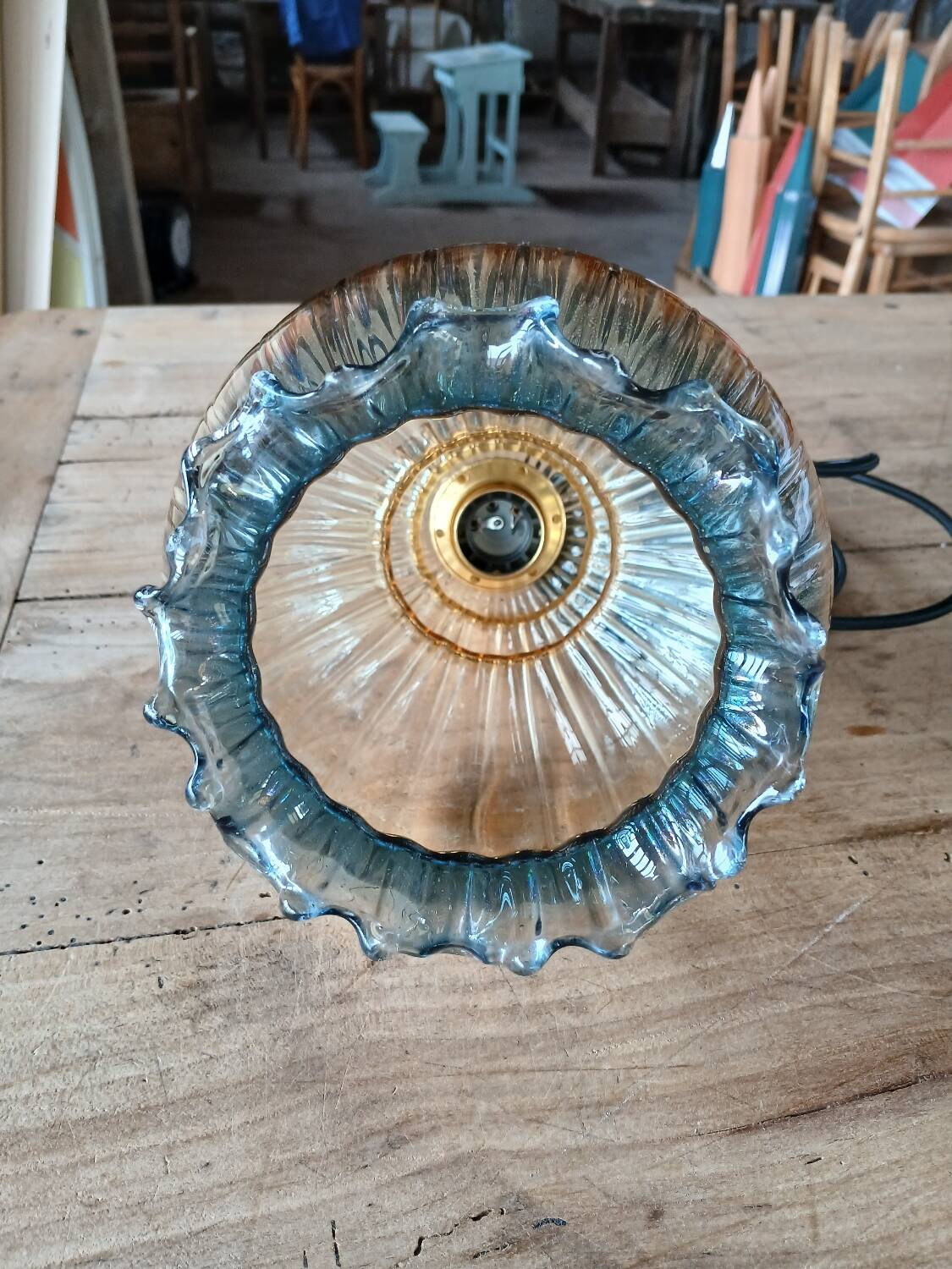 Suspension vintage en verre