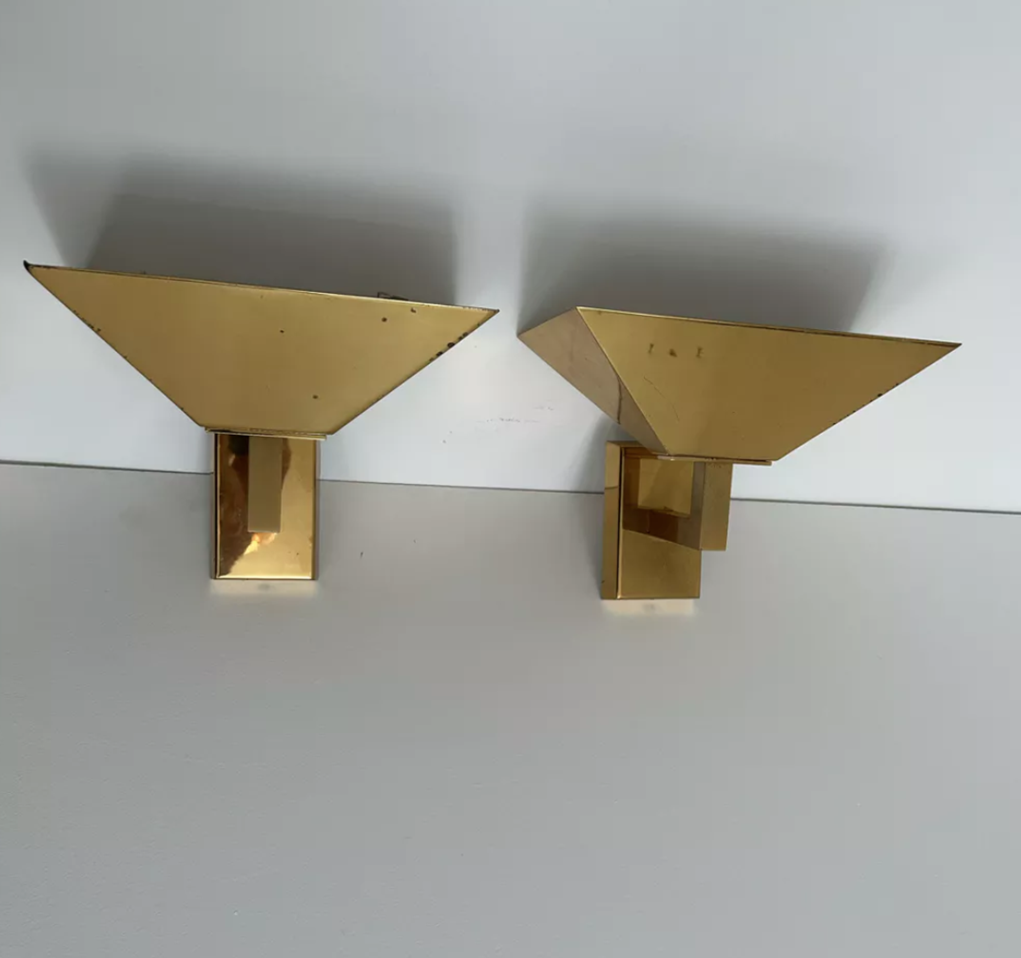 Paire d’applique vintage laiton massif, Allemagne 1980