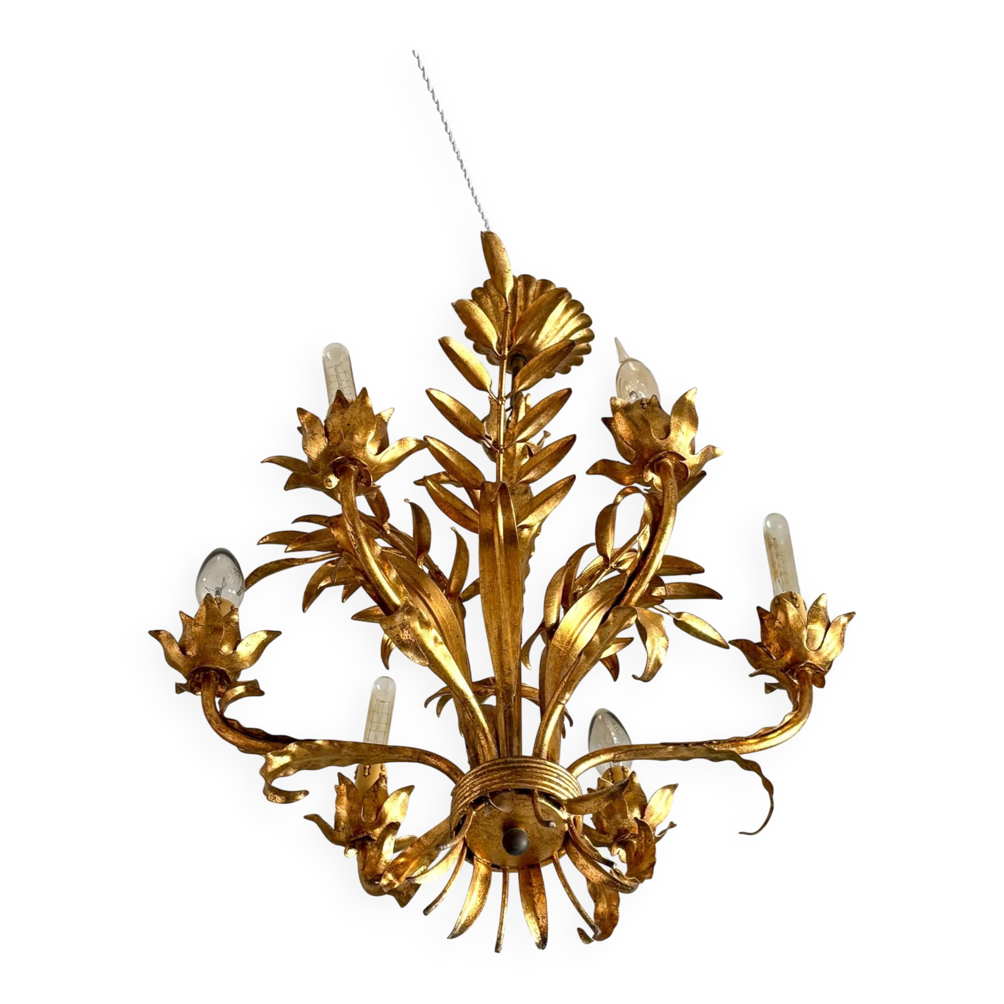 6-light chandelier in gold metal