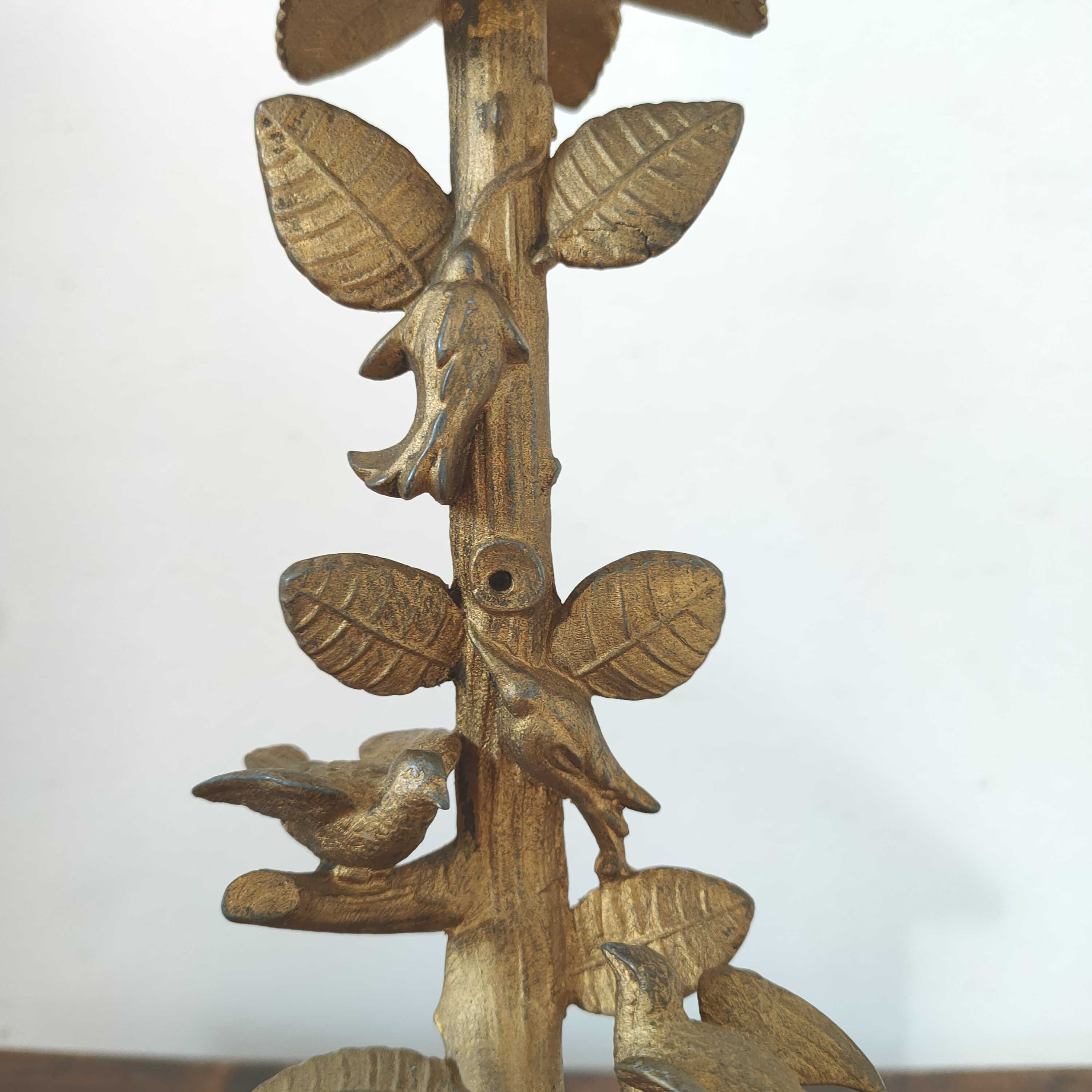 Golden candle holder leaves and birds