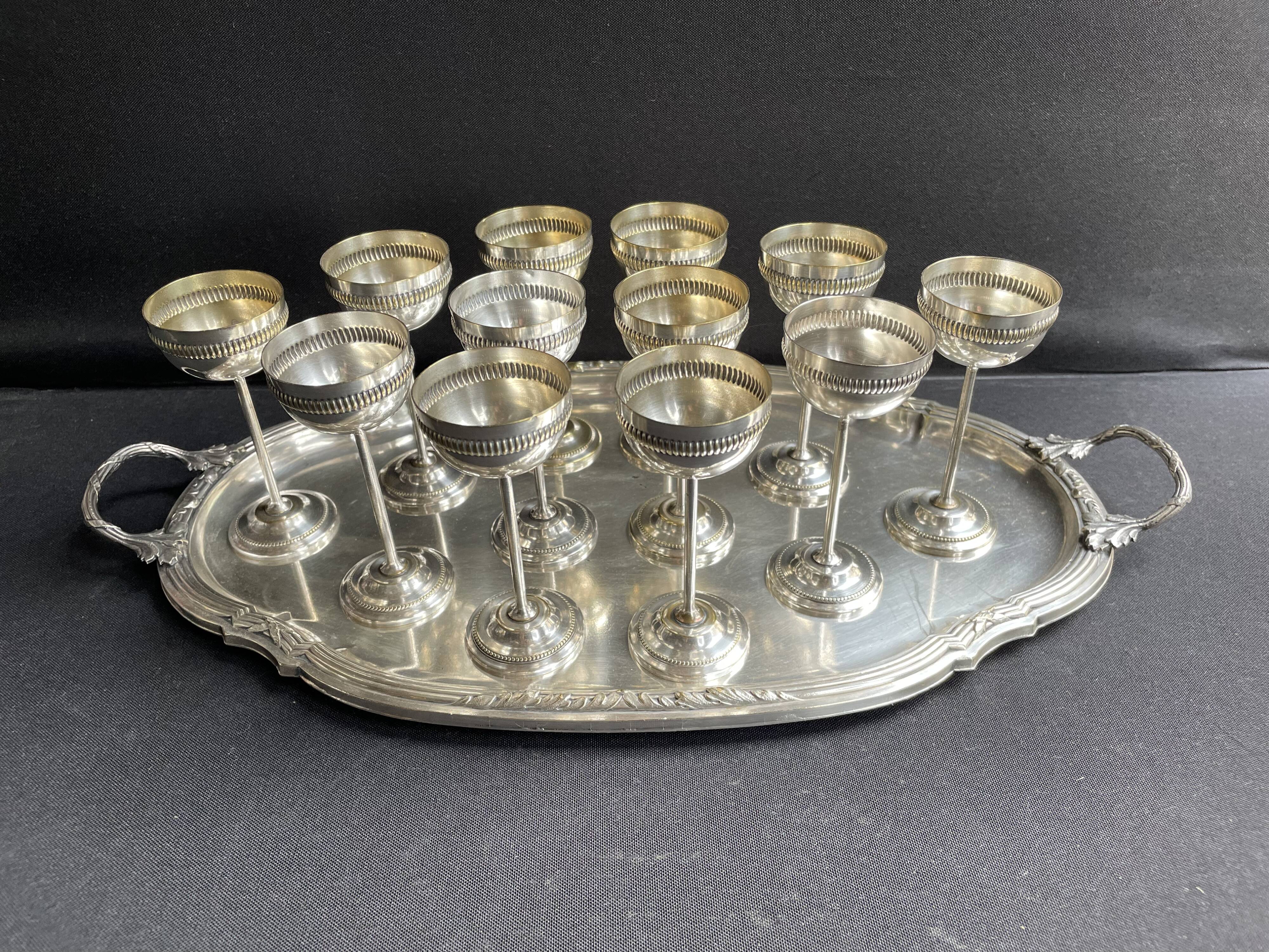 Liqueur service – Silver plated