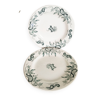 Set of 2 Salins earthenware plates, iron earth, Modern