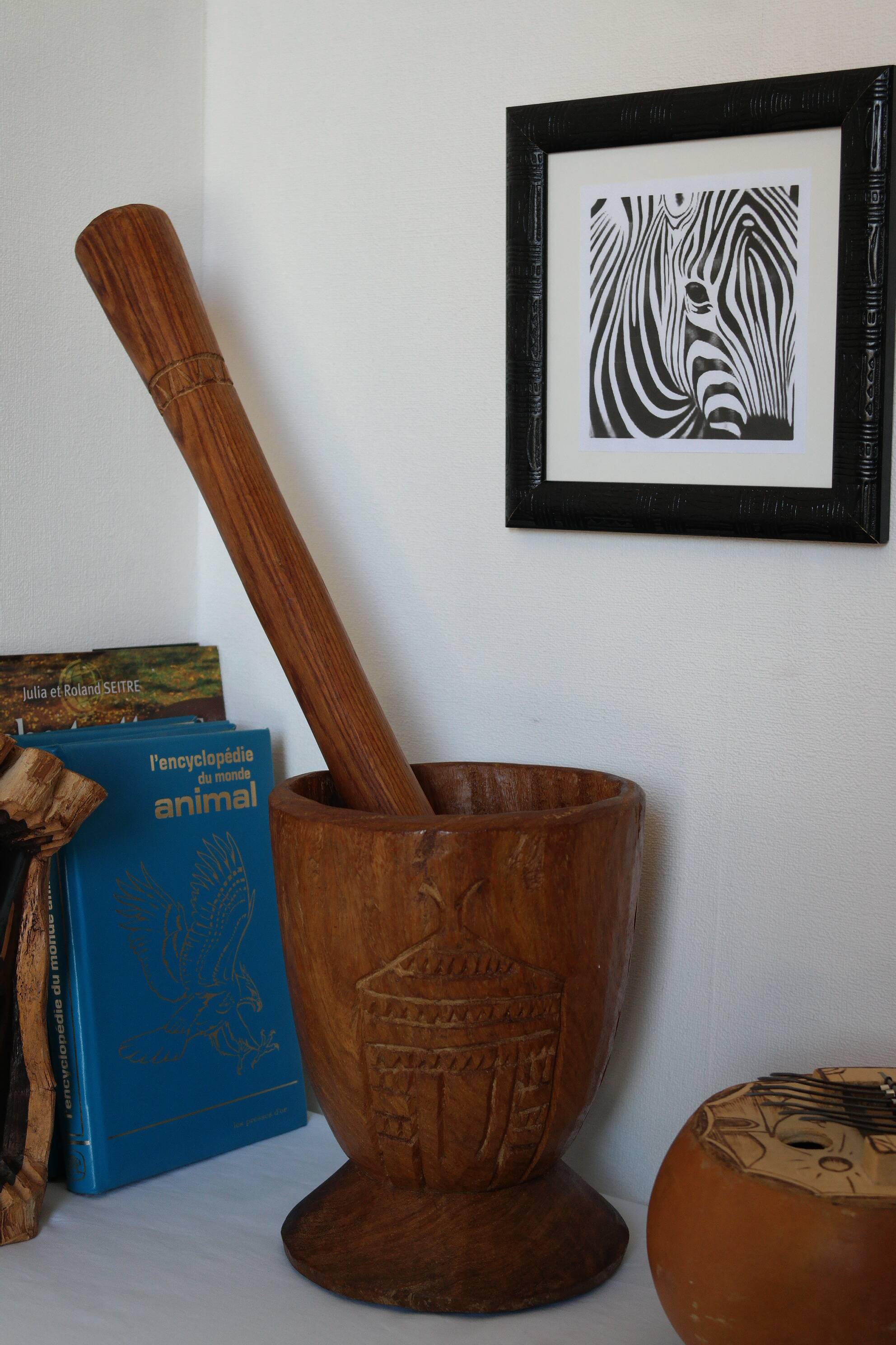 Mortar and pestle made of exotic African wood