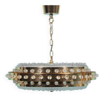 Midmod glass and brass suspension, Orrefors Sweden