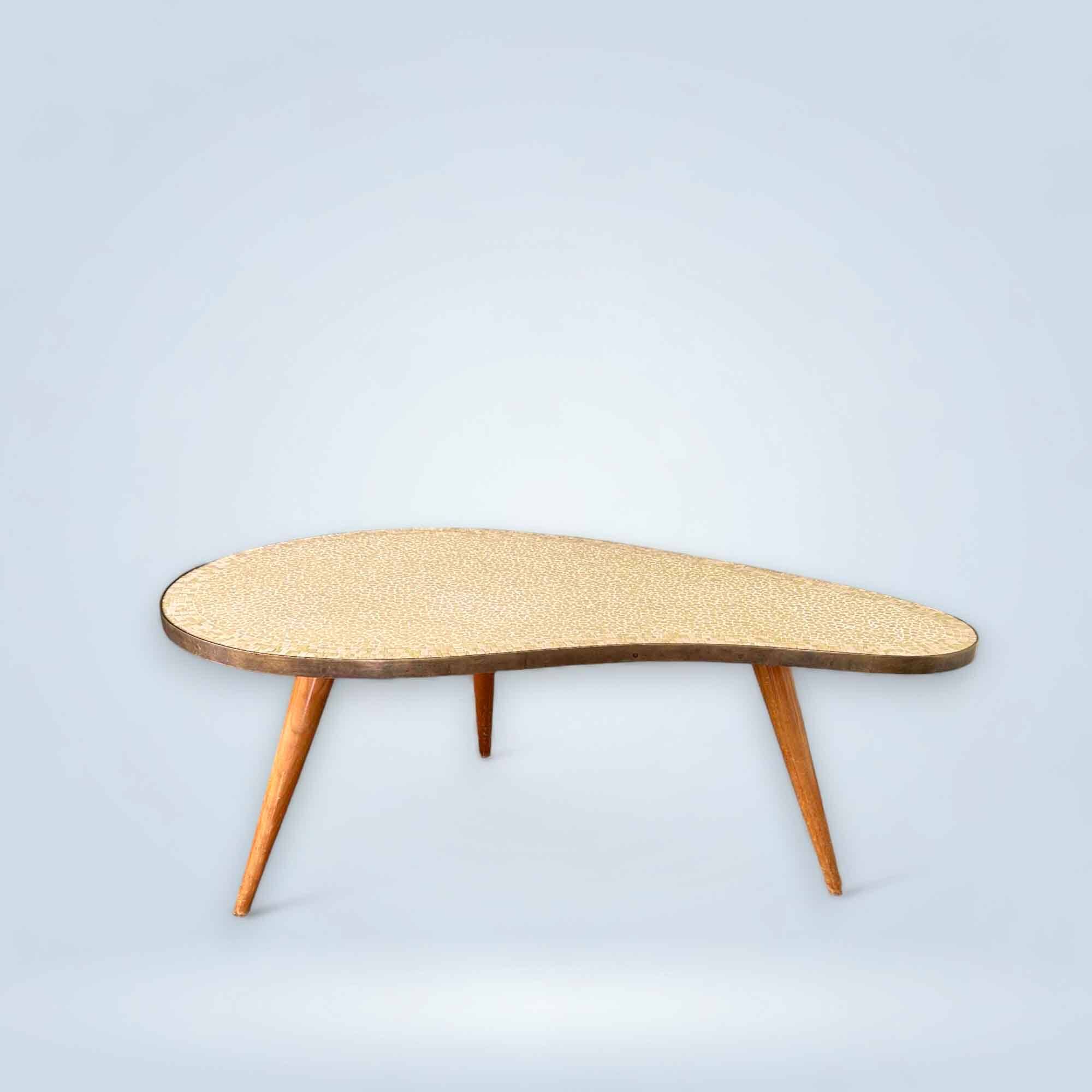 Kindey Shaped Coffee Table with Mosaic Tiles