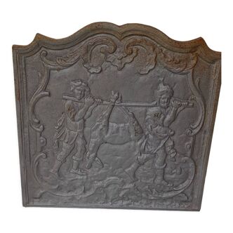 Plaque de cheminée en fonte fonderie d'art Stern retour de chasse