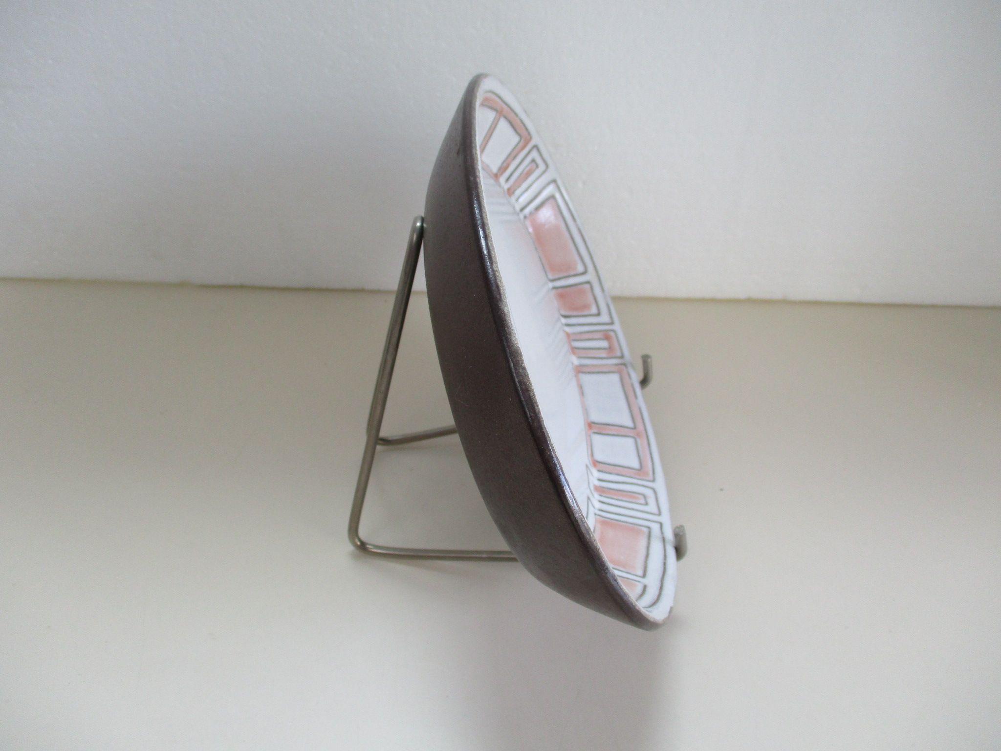 Plat de service ovale en grès de niderviller.modèle maille vintage