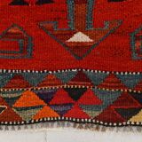 3x12 Wine Red Geometric Vintage Runner Rug, 99x352Cm