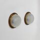 Pair of vintage wall lights, wood, brass and frosted glass, France, 1970.