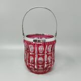 1960s Gorgeous Red Bohemian Cut Crystal Glass Cocktail Shaker With Ice Buck